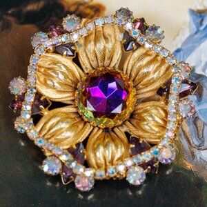 Hobe Watermelon Vintage Rhinestones Brooch 3'